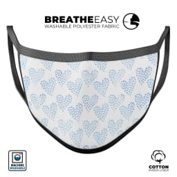 image-Blue Watercolor Hearts Pattern - Made in USA Mouth Cover Unisex