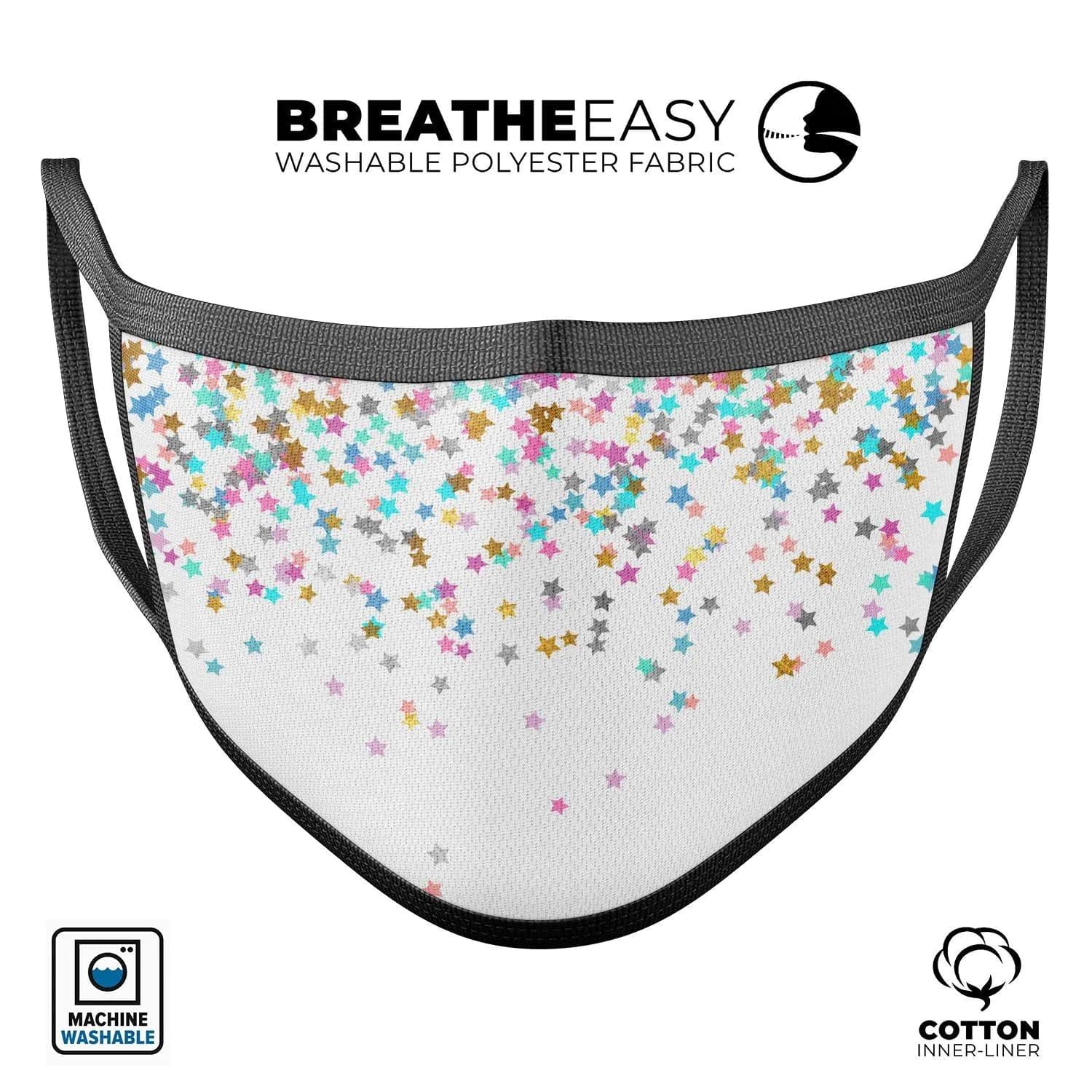 image-Colorful Falling Stars Over White - Made in USA Mouth Cover Unisex