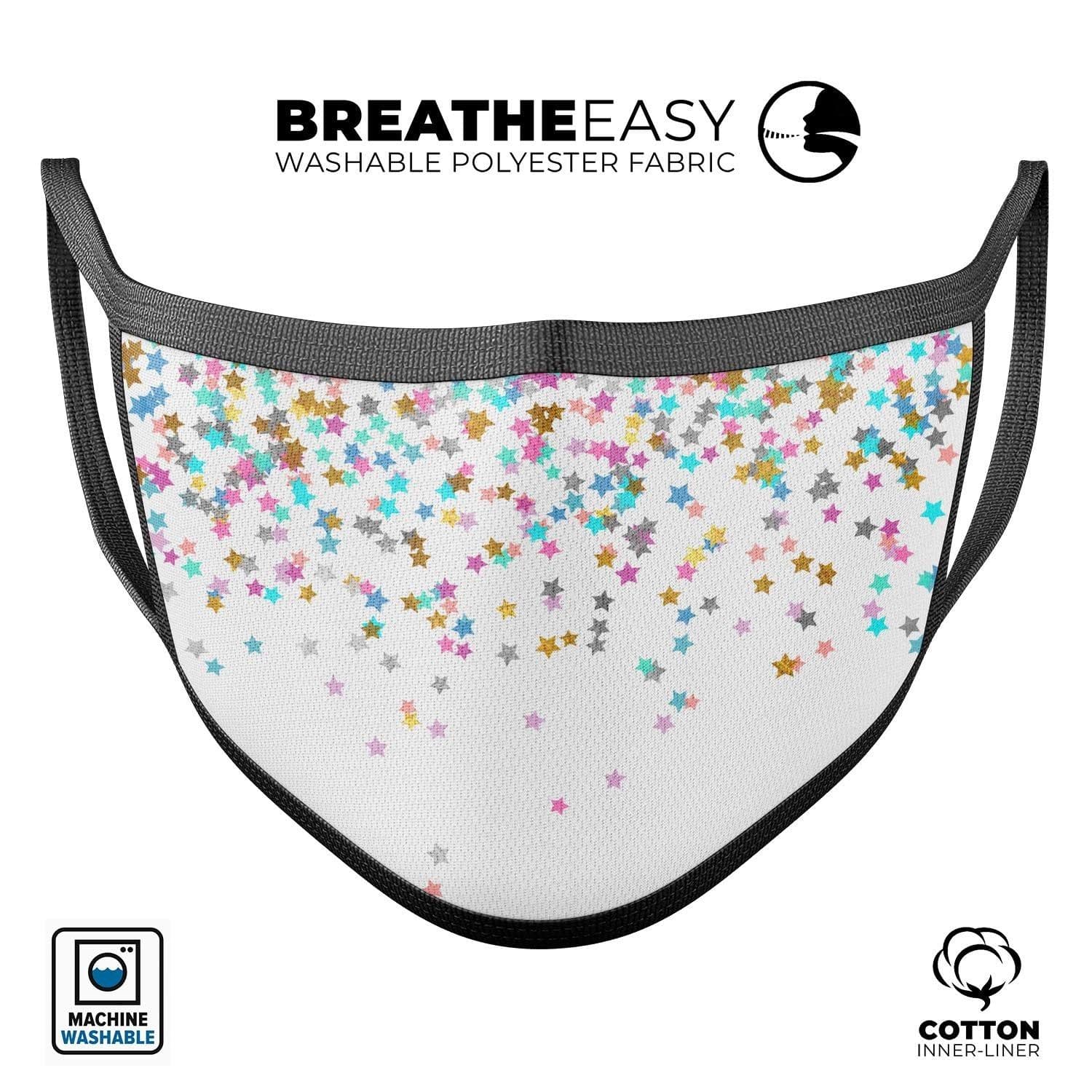 image-Colorful Falling Stars Over White - Made in USA Mouth Cover Unisex