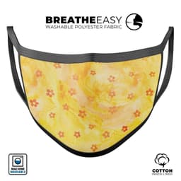 image-Cute Watercolor Flowers over Yellow - Made in USA Mouth Cover Unisex