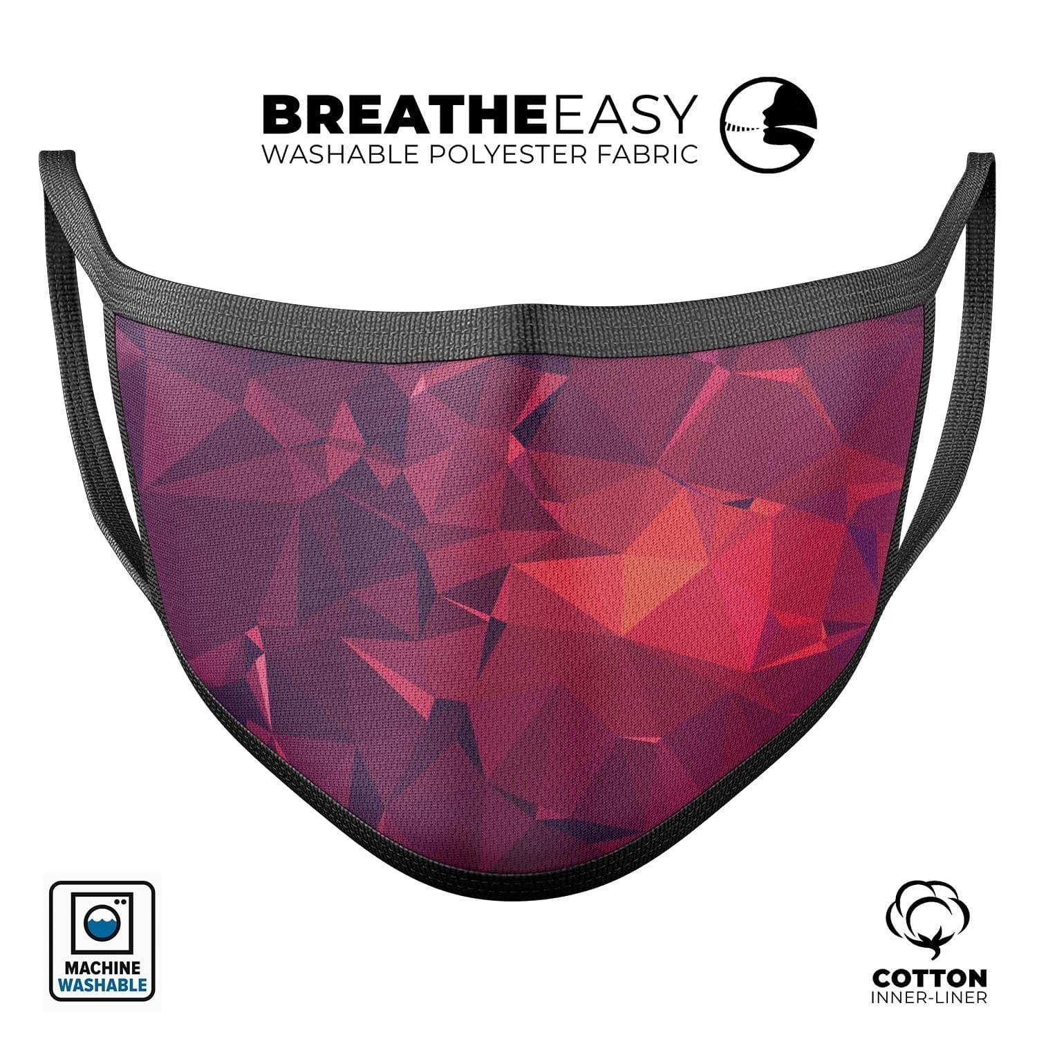 image-Dark Pink Geometric V19 - Made in USA Mouth Cover Unisex Anti-Dust