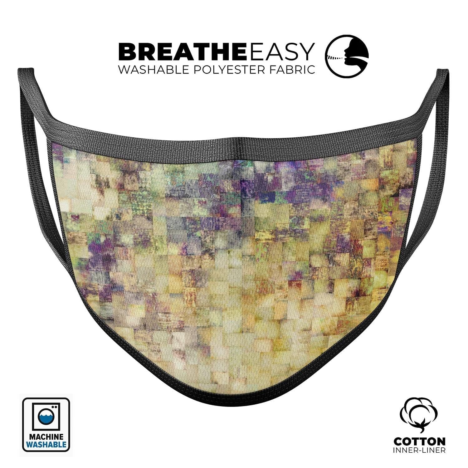 image-Grungy Abstract Purple Mosaic - Made in USA Mouth Cover Unisex