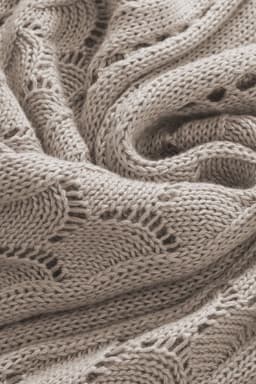 image-Beige Pointelle Knit Flutter Sleeve Sweater - Versatile & Chic
