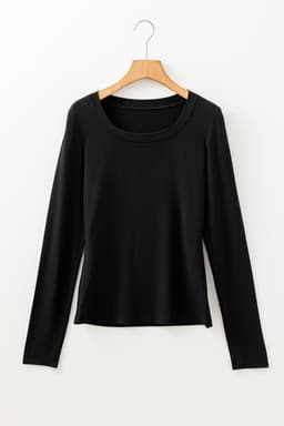 image-Laurel Green Long Sleeve Fitted Top - U-Neck