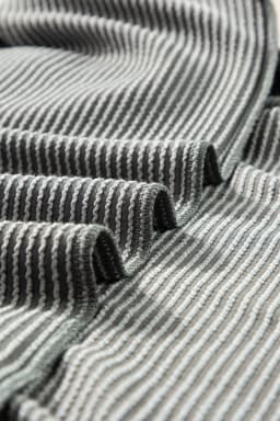 image-Medium Grey Textured Knit T-shirt with Exposed Stitching