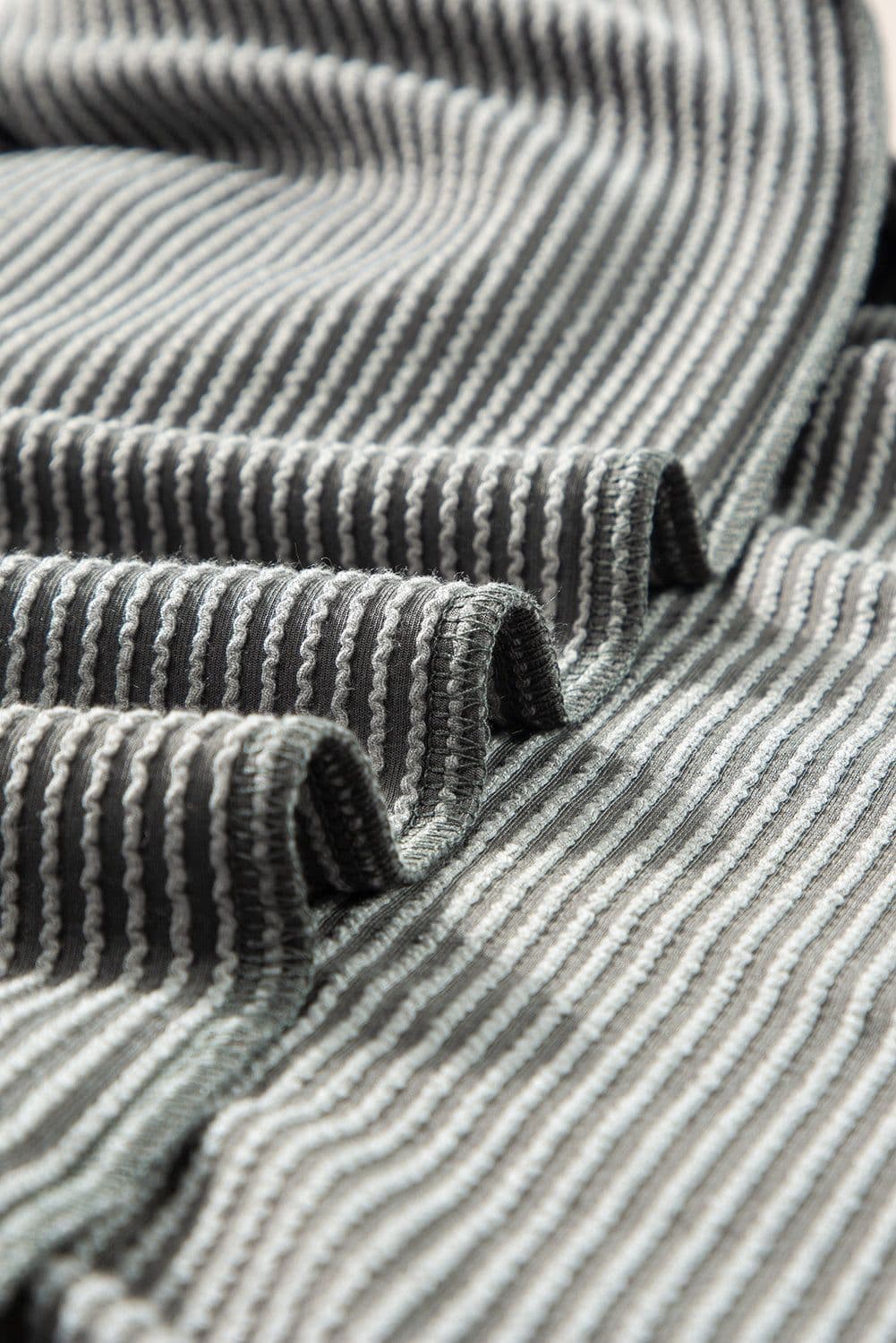 image-Medium Grey Textured Knit T-shirt with Exposed Stitching