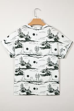 image-Chestnut Desert Sand Print Short Sleeve Knit Top