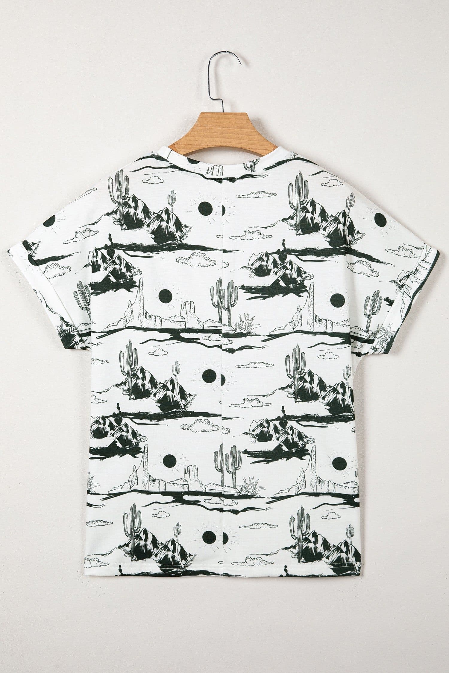 image-Chestnut Desert Sand Print Short Sleeve Knit Top