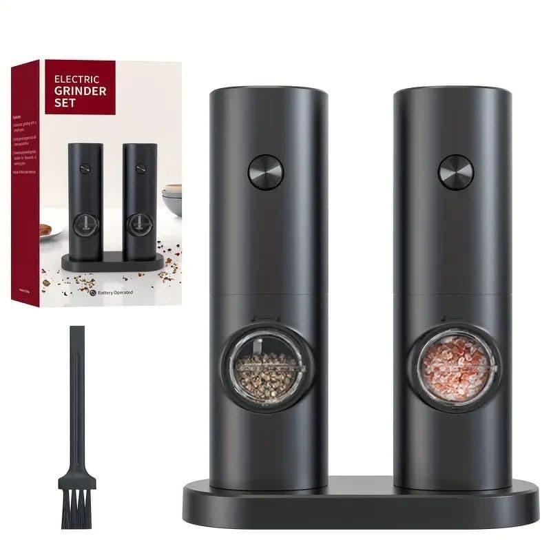 image-Electric Pepper Grinder Set - 2pcs Household Sea Salt Ginders