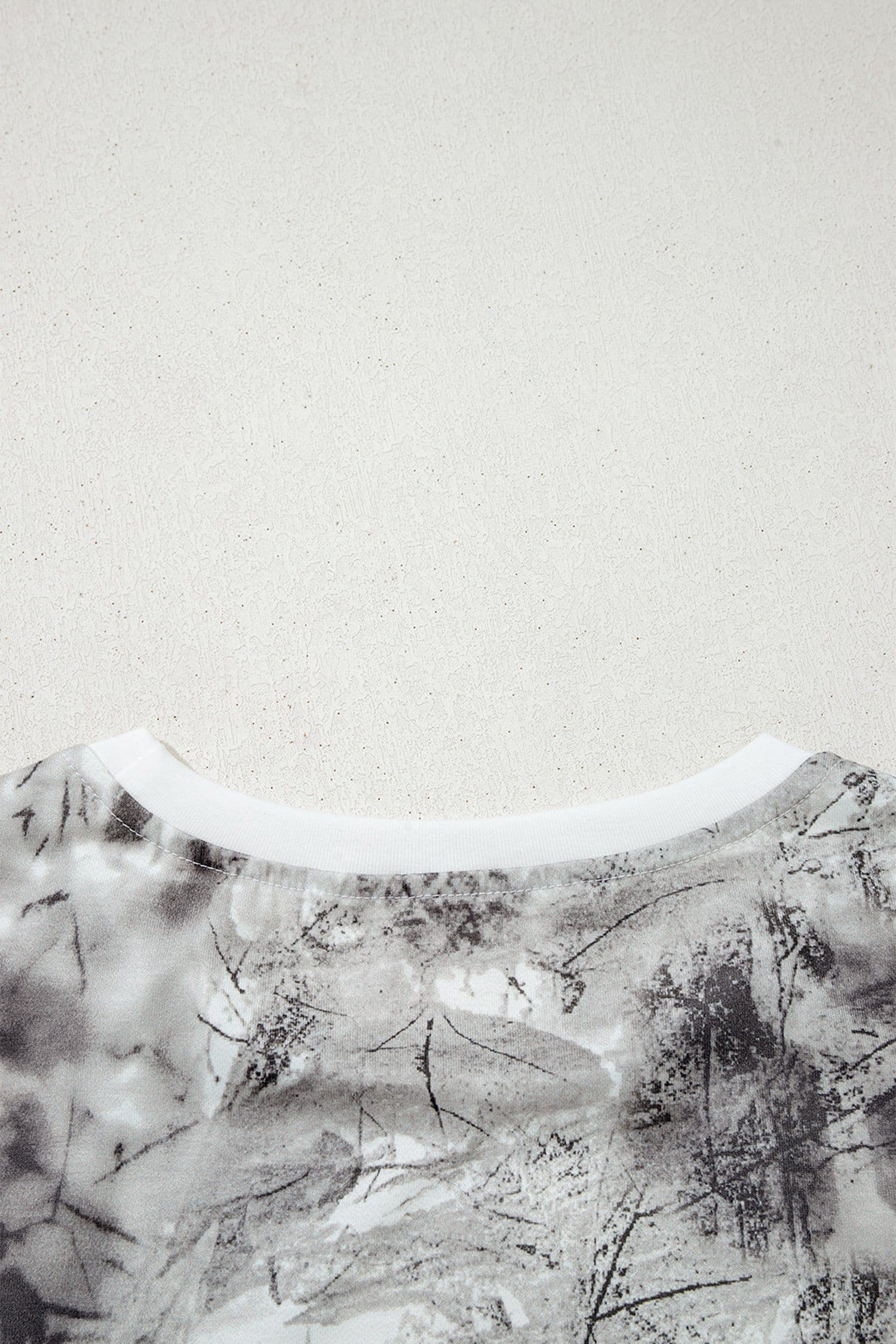 image-Gray Abstract Woodland Print Slim Fitted T Shirt
