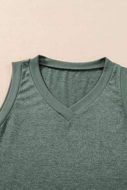 image-Mist Green Ribbed V Neck Tank