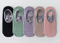 image-Women's Non-Slip Yoga Socks - Cotton Purple One Size