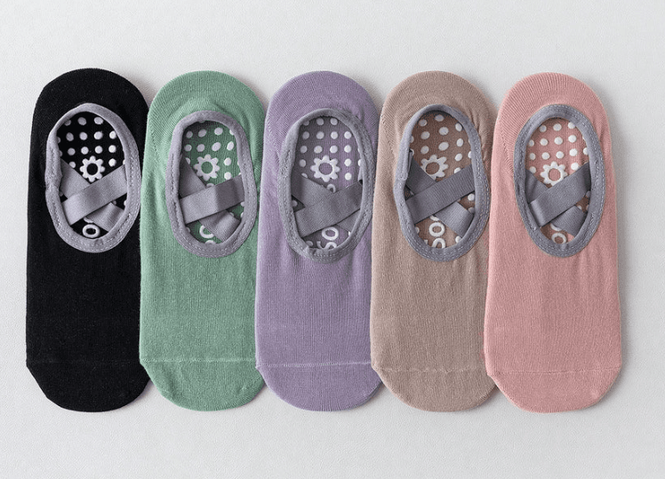 image-Women's Non-Slip Yoga Socks - Cotton Purple One Size