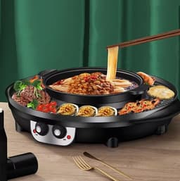 image-Multifunctional Electric Hot Pot and Barbecue Grill - 5L 2300W