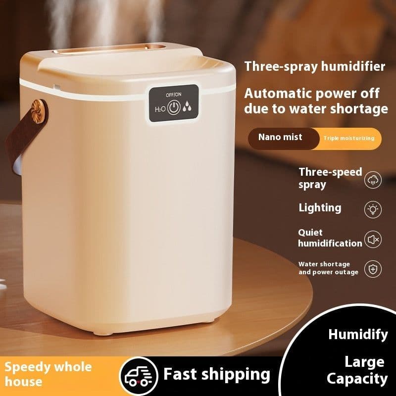 image-Household Air Humidifier - 2.5L USB Square Mist Maker with LED Light