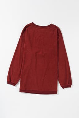 image-Strawberry Pink Ribbed Corded Oversized Sweatshirt