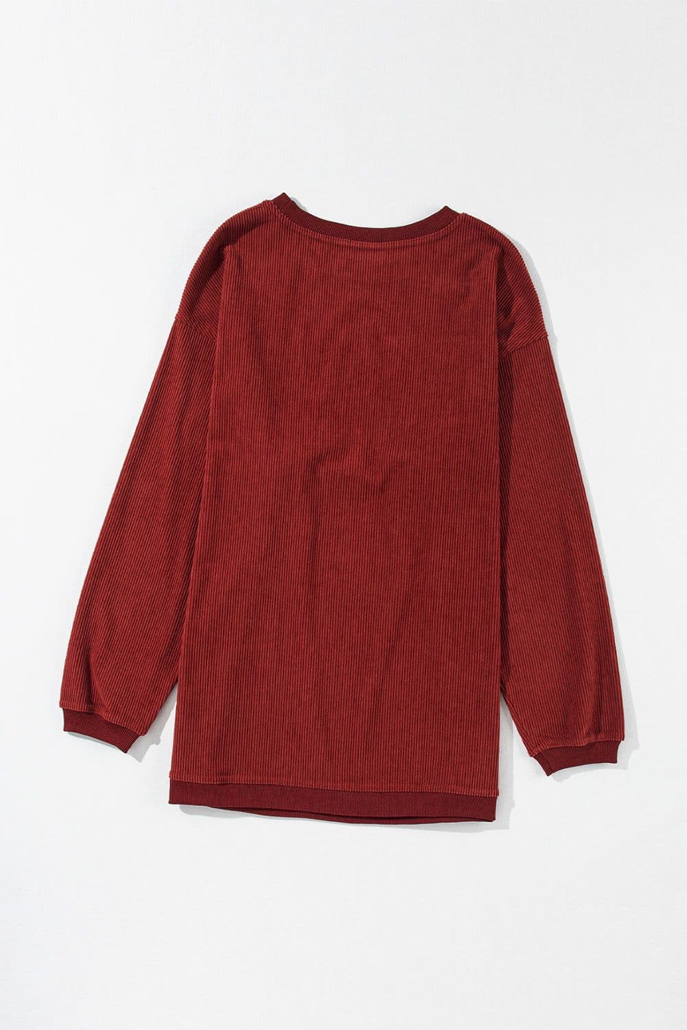 image-Strawberry Pink Ribbed Corded Oversized Sweatshirt