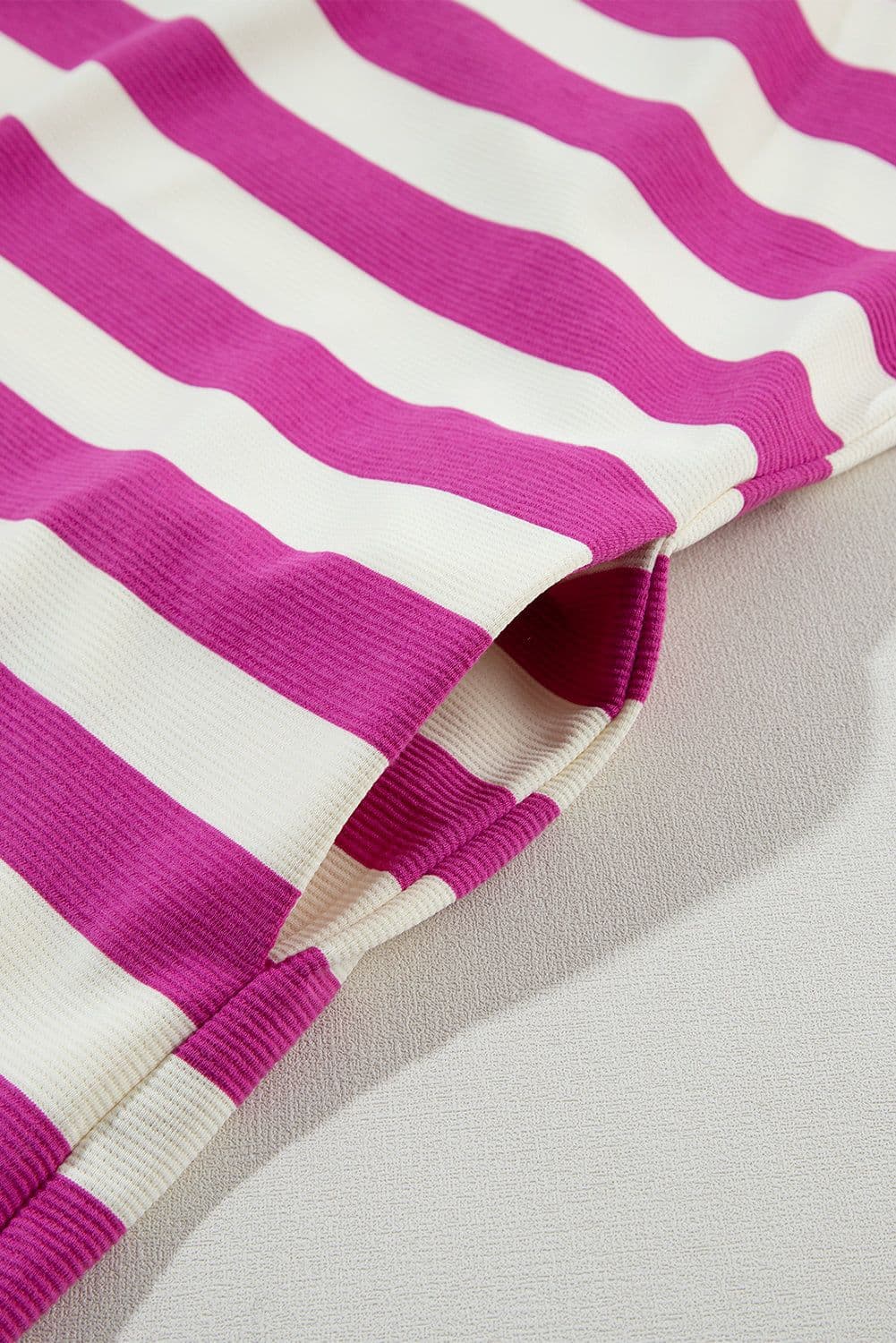 image-Rose Stripe Cap Sleeve Pocketed Shift T-shirt Dress