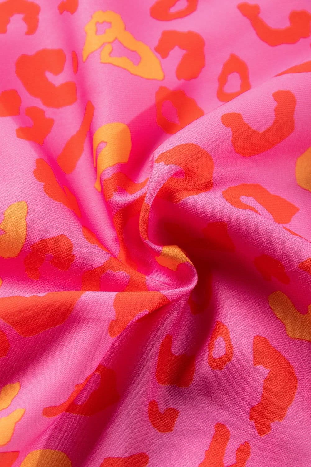 image-Pink Leopard V Neck Short Sleeve Blouse
