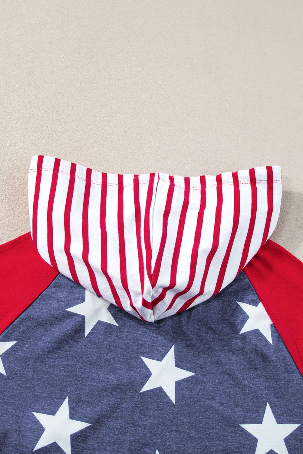image-Fiery Red Stars and Stripes Drawstring Hooded T-Shirt