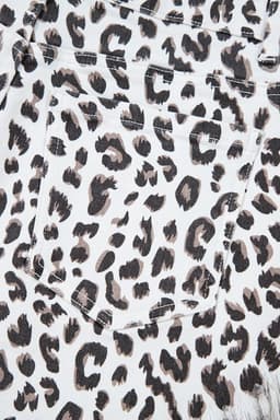 image-White Leopard Frayed Hem Denim Shorts