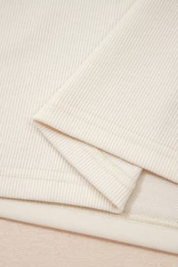 image-Jet Stream Solid Color Contrast Textured Patchwork Raw Edge 2pcs Short Set