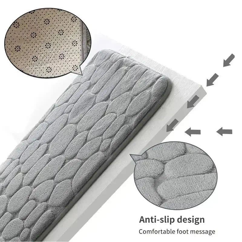 image-1pc embossed fiber carpet, bathroom living room anti slip mat, pebble floor mat, household items