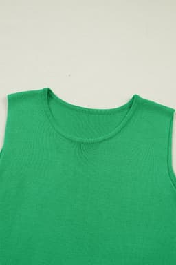 image-Bright Green Knit Sleeveless Sweater Side Button