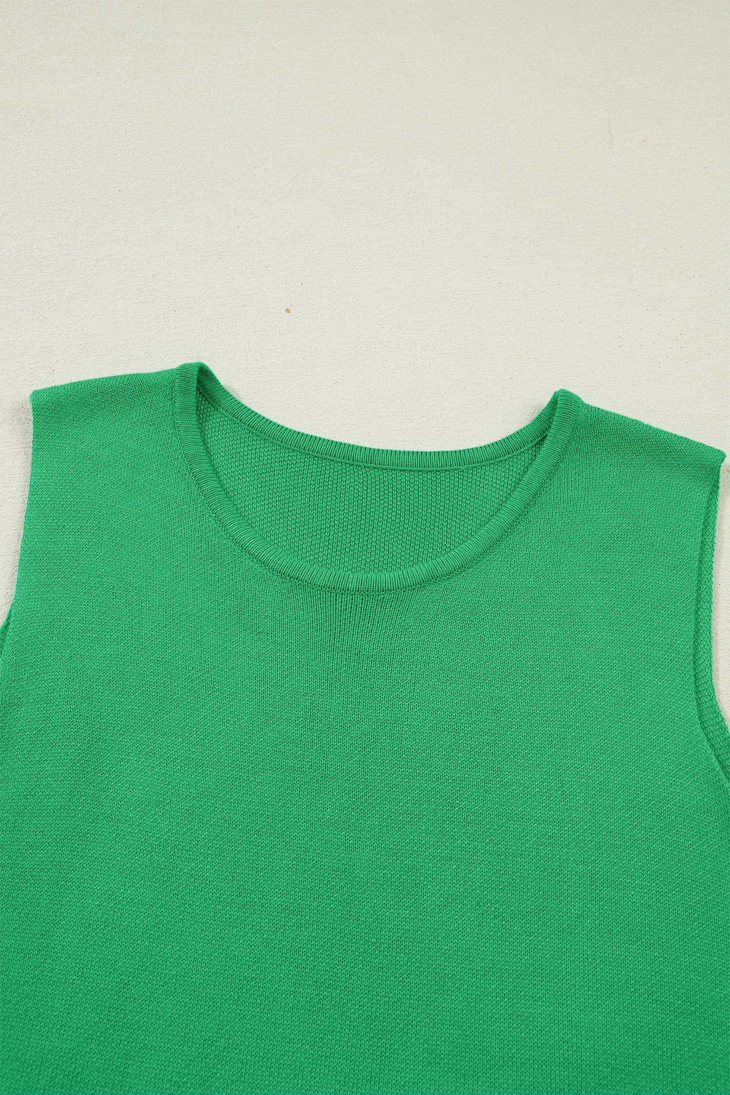 image-Bright Green Knit Sleeveless Sweater Side Button
