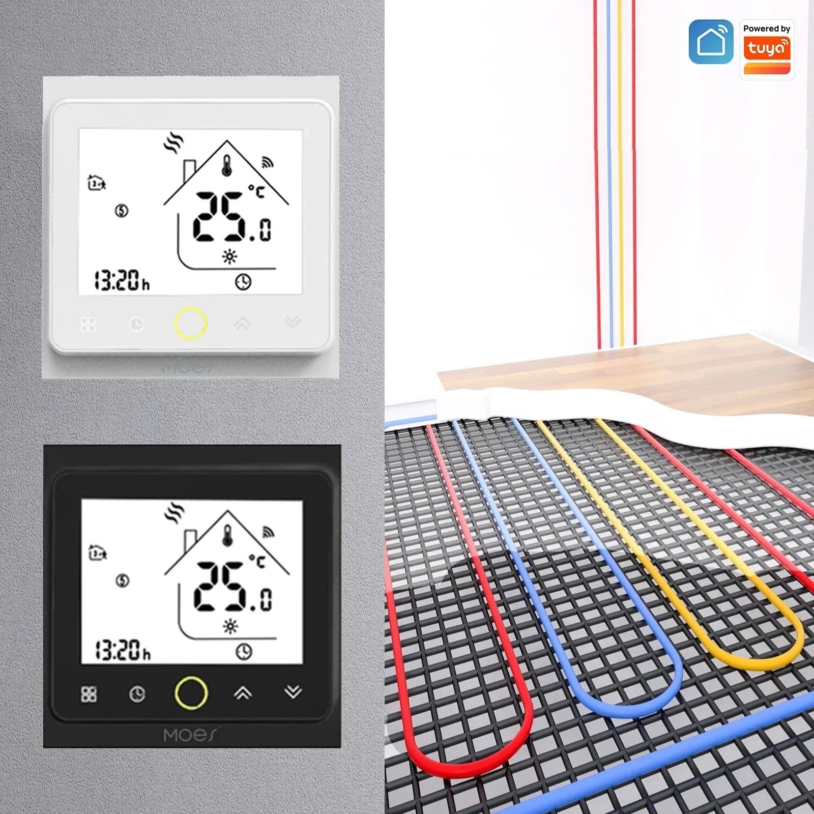 image-MOES WiFi Water/Electric Floor Heating Thermostat Gas Boiler Temperature Controller Smart Alexa tuya Google Voice zigbee Control