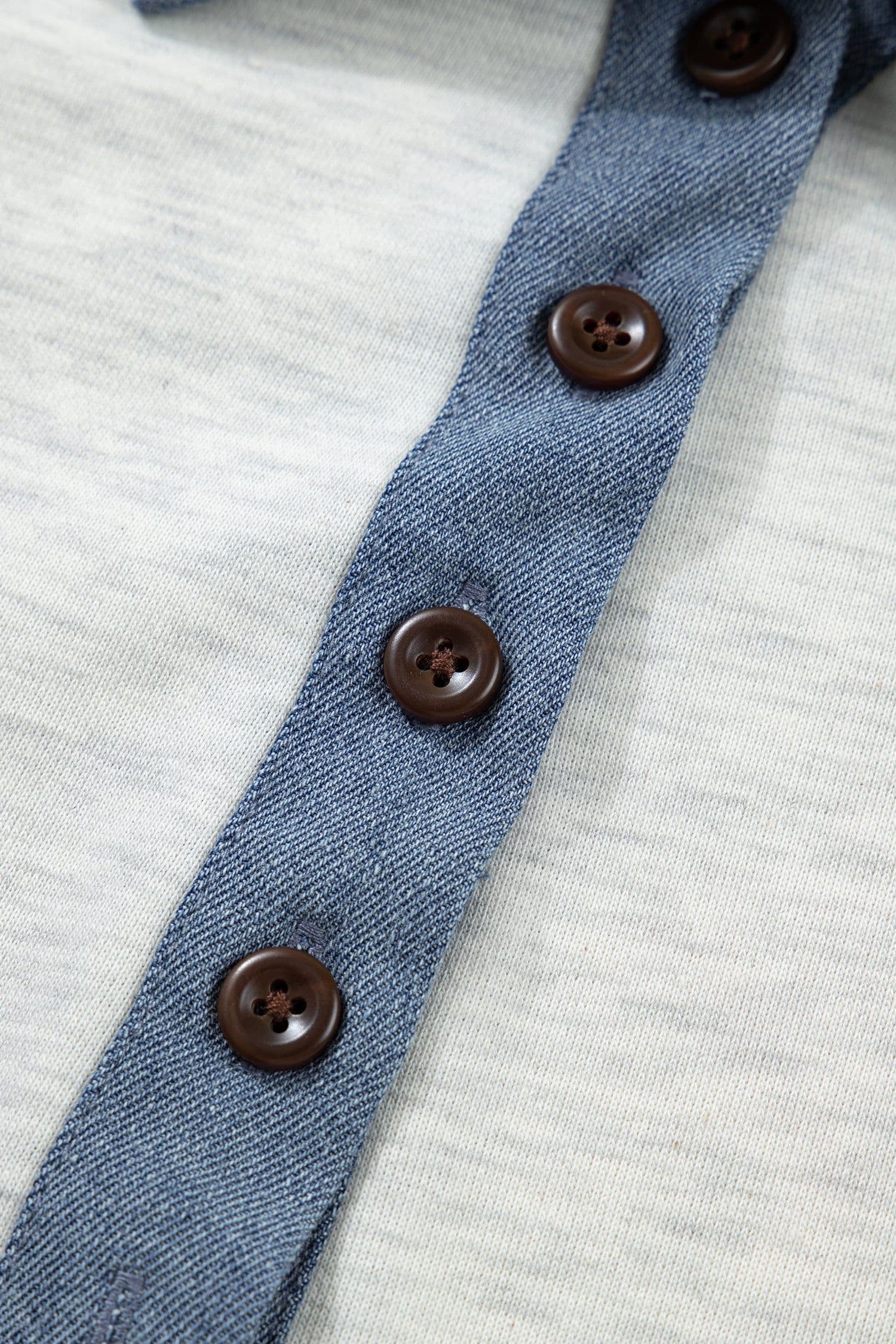 image-Light Grey Denim Color Block Patchwork Shirt Collar Short Sleeve Blouse