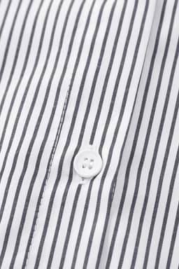 image-Sky Blue Striped Boyfriend Shirt with Pocket - Smocked Cuffs