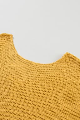 image-Pink Solid Loose Knit Short Dolman Sleeve Sweater