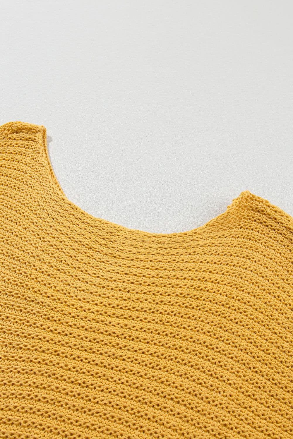 image-Pink Solid Loose Knit Short Dolman Sleeve Sweater