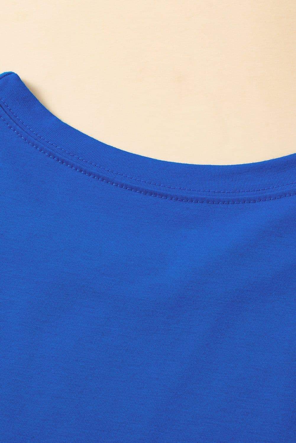 image-Dark Blue Longline Top - Short Sleeve Side Slit