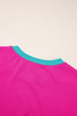 image-Strawberry Pink Color Block Two-Piece Set