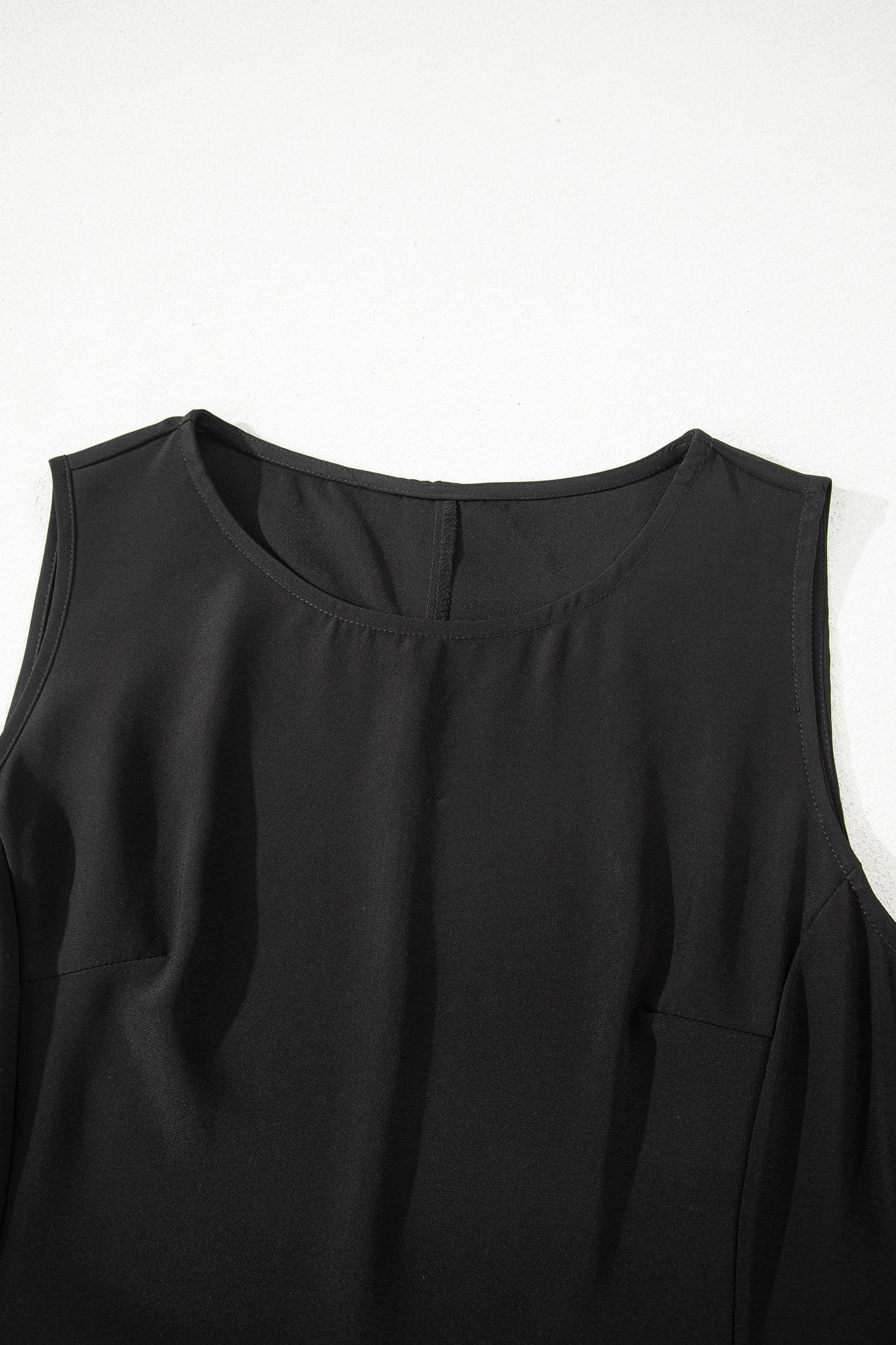 image-Black Sleeveless Lace Patchwork Long Dress