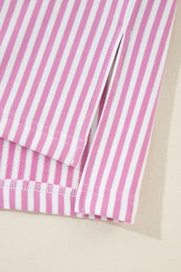 image-Phalaenopsis Striped Patchwork 3/4 Sleeve Top