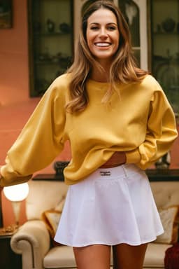 image-Citrus Pleated Balloon Sleeve Pullover Sweatshirt