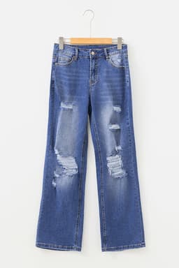 image-Myosotis Mid Rise Distressed Sneak Peek Straight Leg Jeans
