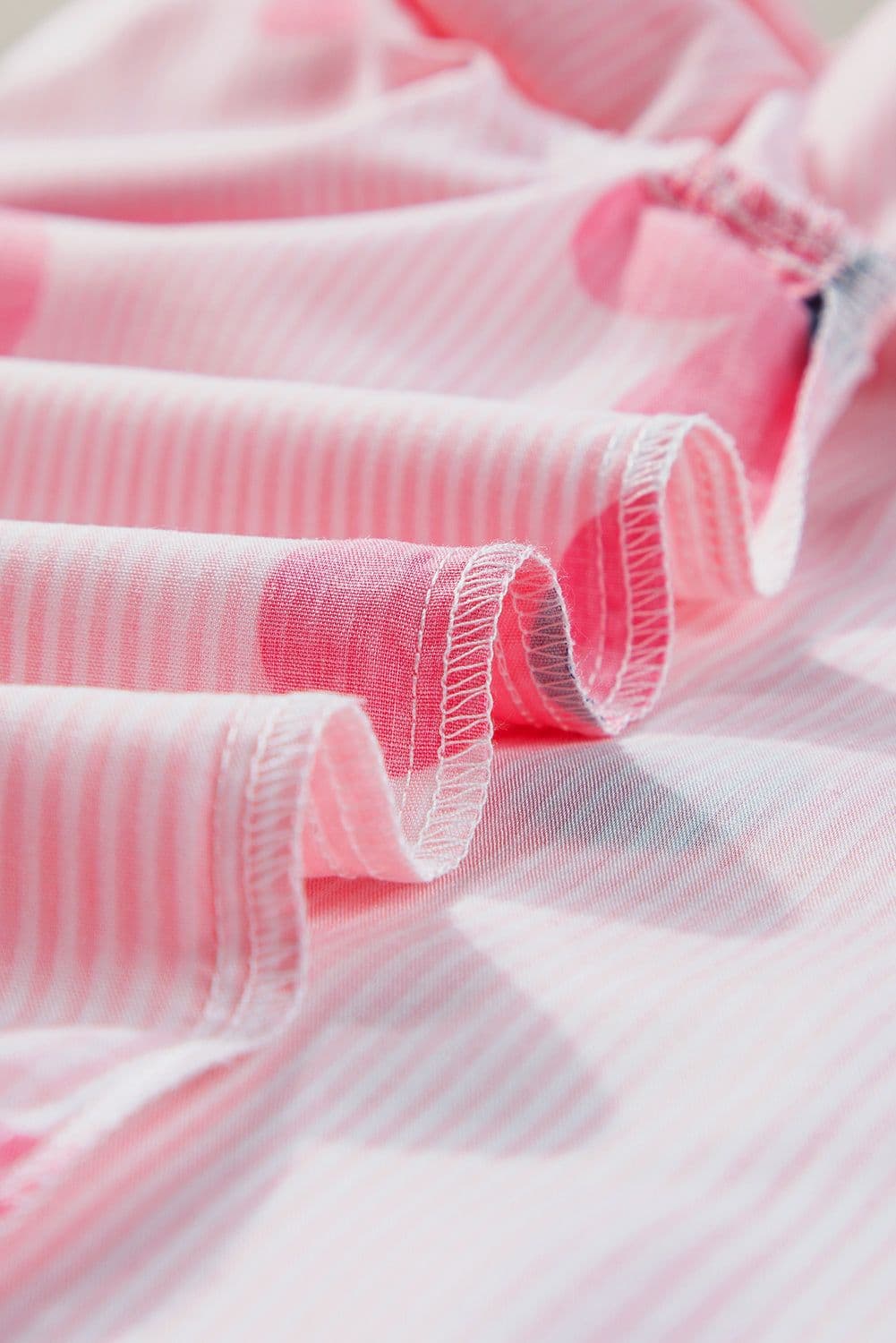 image-Floral Print Ruffled Sleeve Blouse - Pink Pinstripe - Sizes Available
