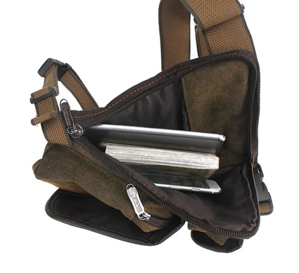 image-High Quality Men's Canvas Drop Leg Bag Military Motorcycle Multi-purpose Messenger Shoulder Bags Belt Hip Bum Waist Fanny Pack