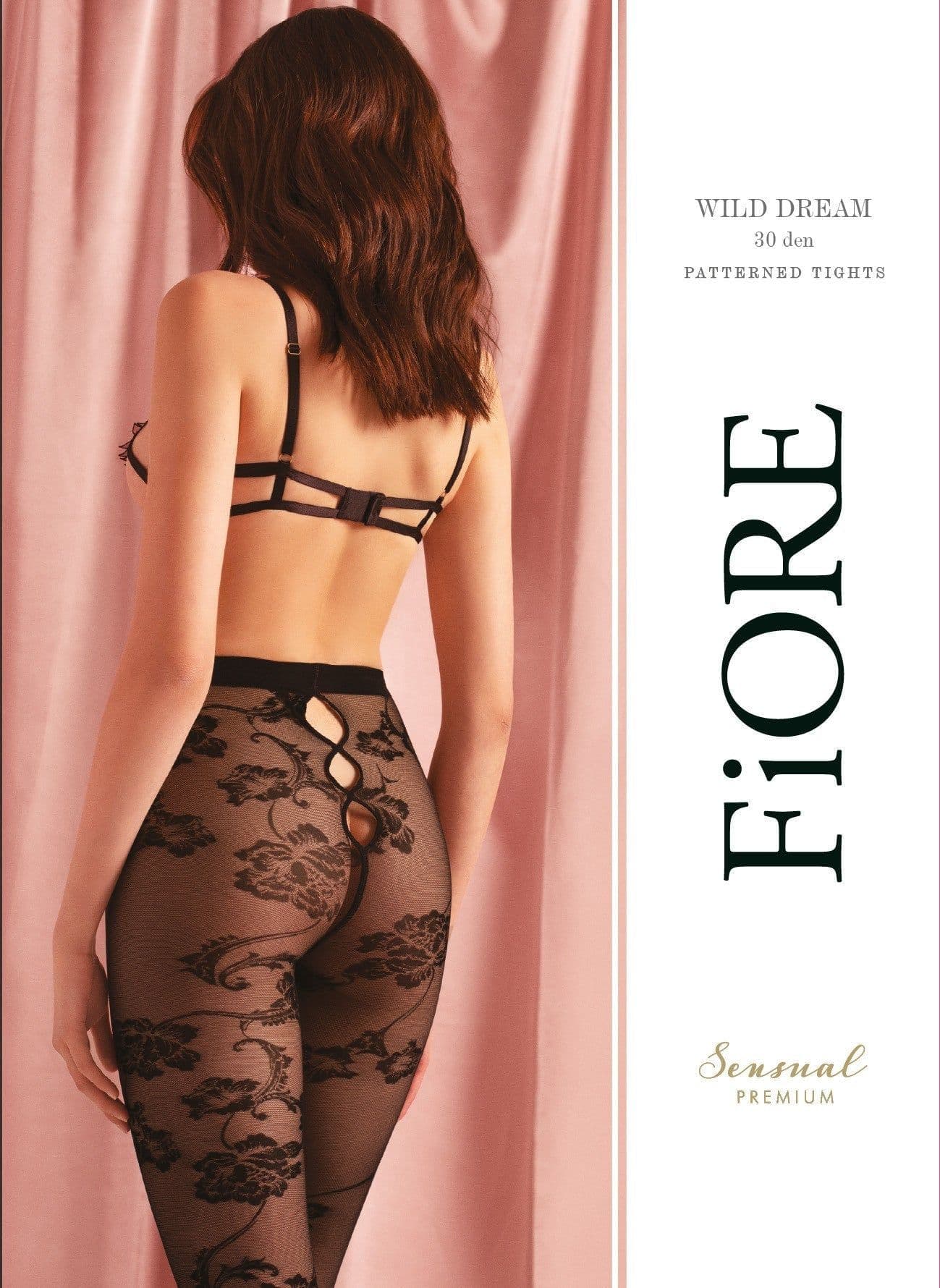 image-Sensual Floral Patterned Fiore Wild Dream 20 DEN Black Tights