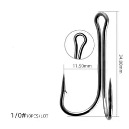 image-10pcs/box Double Fishing Hook Carbon Steel Crank Barbed Jig Hook for Carp Fishing Fly Tying Soft Lure Fish Accessories