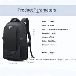 image-OIWAS Travel Multifunction Backpack Fashion Zipper Open Bag Men's Backpack Laptop High Quality Male Women Business Classic Bags