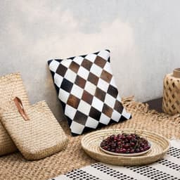 image-Cowhide Leather Cushion Cover