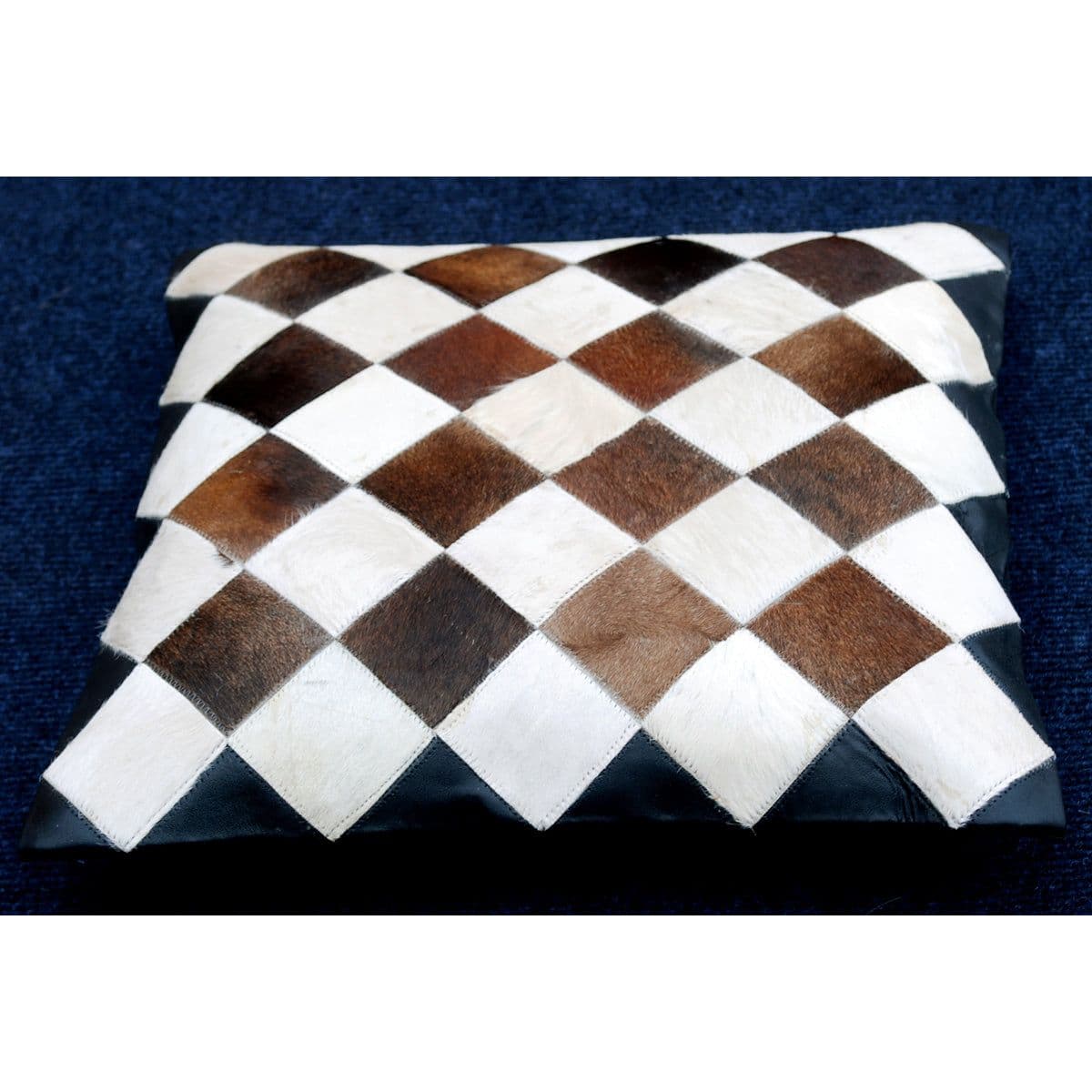 image-Cowhide Leather Cushion Cover