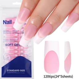 image-240/120Pcs Colorful French Short Square False Nails Full Cover Fake Nail Tip Extension Acrylic Wearable Ballerina Press on Nails