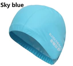 image-Waterproof PU Fabric Swim Cap Swimming Pool Accessories Water Sport Protect Ear Long Hair Bath Hat Plus Size for Men Women Adult