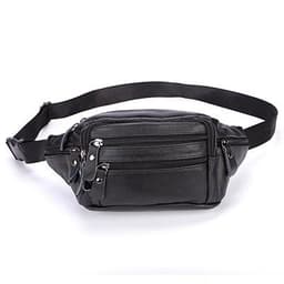 image-Fashion Men Genuine Leather Fanny Bag for Phone Pouch Male Leather Messenger Bags Brand Fanny Pack Male Travel Waist Bag Men
